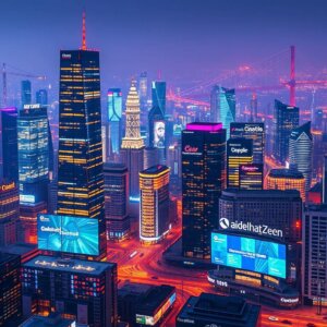 a city with many tall buildings