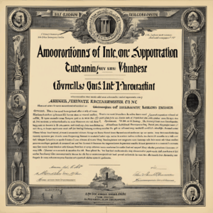 a certificate of approval with a picture of a building and a column